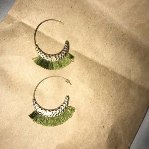 Gold and green earrings